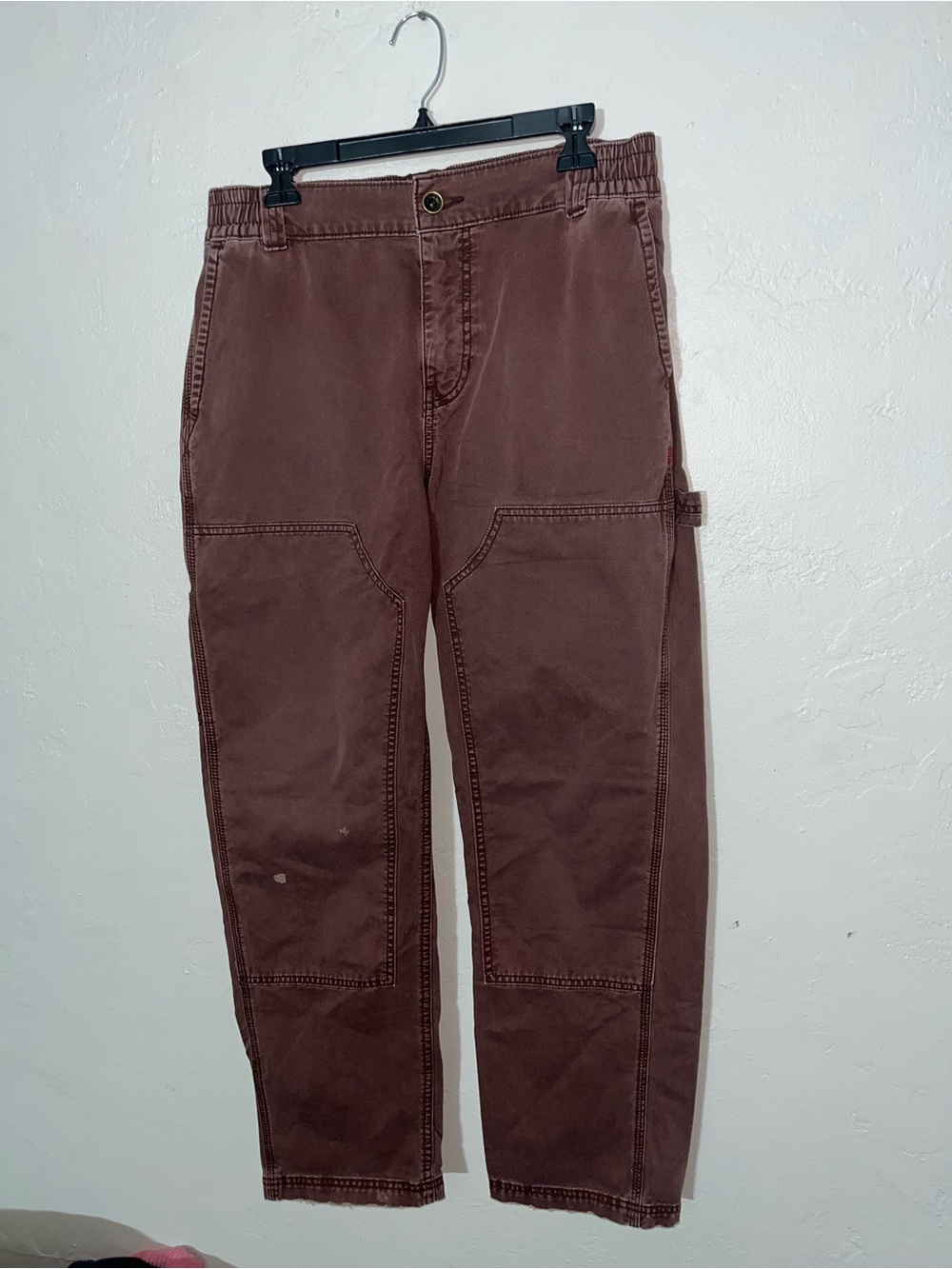 BDG Urban Outfitters Double Knee Work Jean Distressed Maroon Burgundy Dark Red